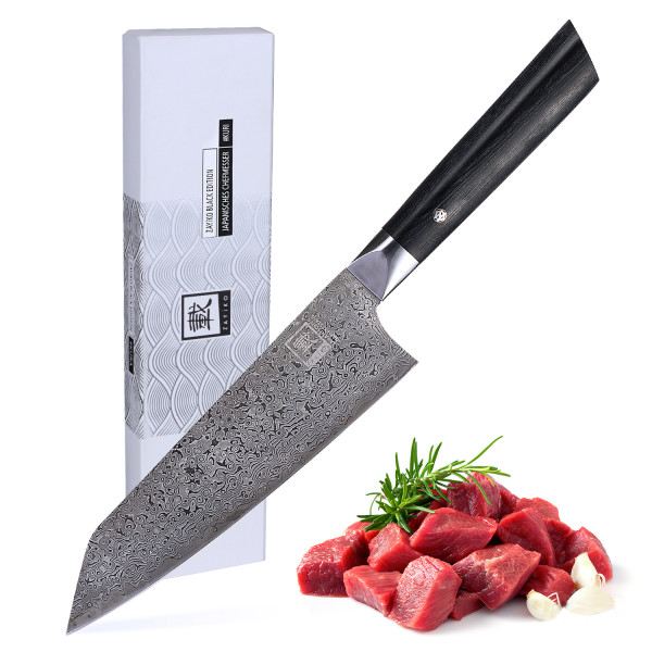 Zayiko Damast Kiritsuke Chefmesser | Klinge 19,00 cm | Serie Black Edition