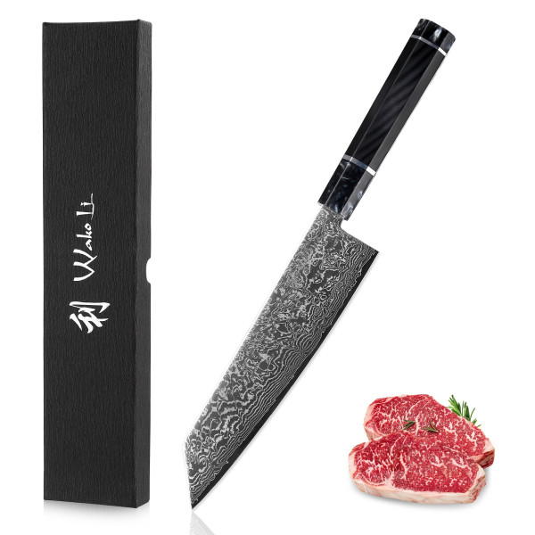 Kuroyami Damastmesser I 20 cm Kiritsuke Chefmesser I 67 Lagen Damast I achteckiger Griff aus Epoxidharz