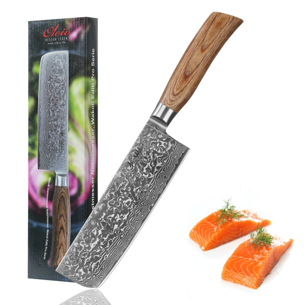 Nakiri Messer I 18 cm Klinge aus 67 Lagen Damaststahl I Pakkaholzgriff