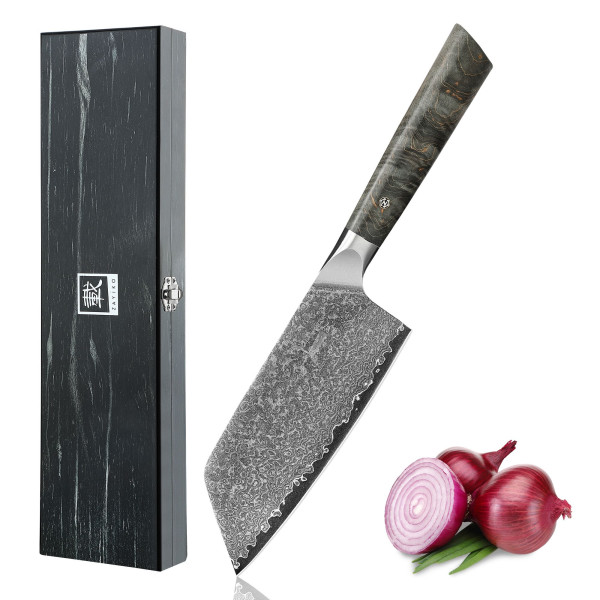 Nakirimesser | 17 cm Klinge aus 67 Lagen Damaststahl | Ahornholzgriff