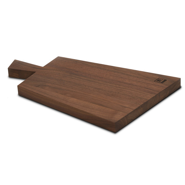 zayiko hochwertiges Design Schneidbrett Nussbaumholz massiv Trapezform, Schneidboard klein
