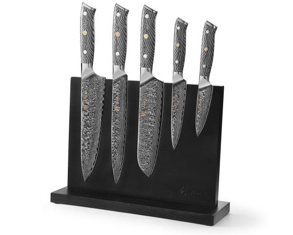 6-teiliges Messer-Set I 5 Küchenmesser mit 9 - 20 cm Klingen I mit magnetischem Messerblock