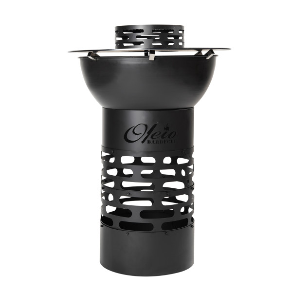 Oleio BBQ Feuertonne mit Feuerschale, Grillplatte mit Grillrost mit Wok Aufsatz