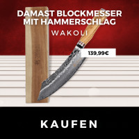  Zayiko Black Edition Damast Blockmesser Klinge 20 cm Küchenmesser aus echtem schwarzen japanischen Damaststahl mit Pakkaholzgriff 