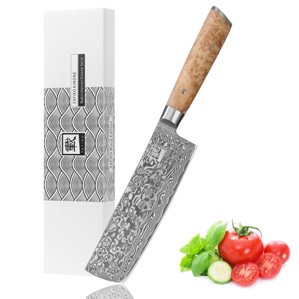 Nakirimesser | Klinge 17,5 cm | Wurzelholzgriff Birke Serie Kinone
