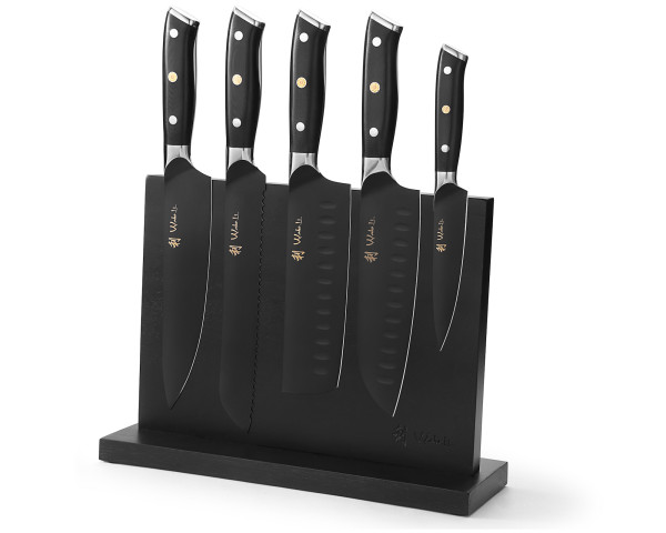 6-teiliges Messer-Set I 5 Küchenmesser mit 12,5 - 21 cm Klingen I mit magnetischem Messerblock