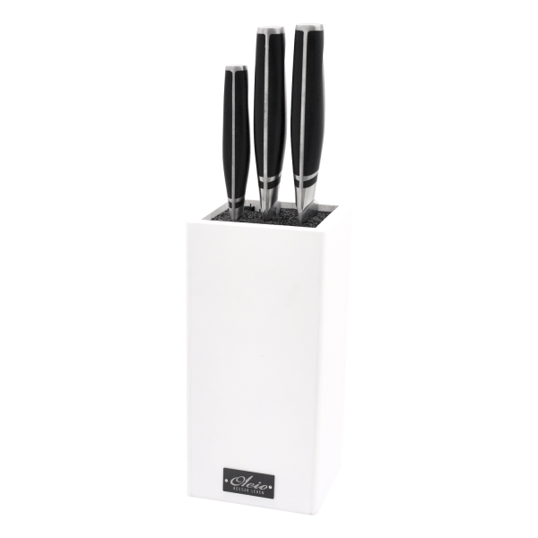 Zayiko 3er Messer-Set | Klingenlängen 8,50 bis 17,00 cm | Serie NAMI Gourmet Line inkl. Bambus Messerblock weiß