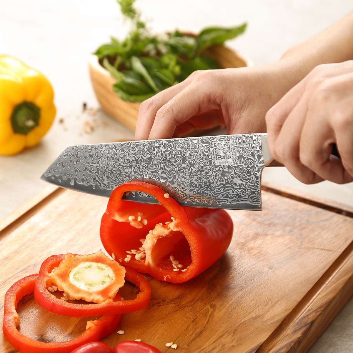 Zayiko Kinone Kiritsuke Chefmesser - 20 Cm Damastklinge, Birkenholzgriff, In Geschenkbox