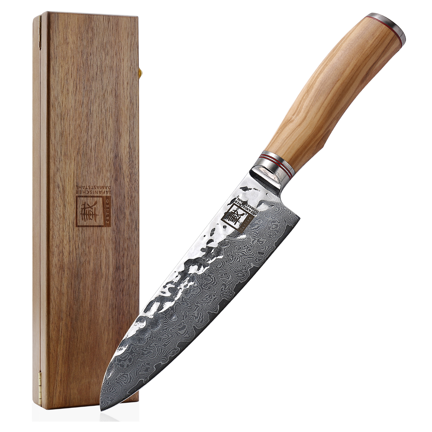 Zayiko Olive Damastmesser Santoku Messer 17,50cm Klinge extrem scharf ...
